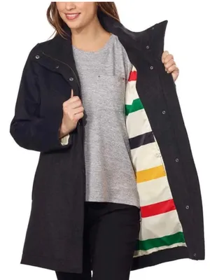 Pendleton Women's Water Resistant Cascade Wool Campbell Coat Jacket Charcoal thumbnail 1