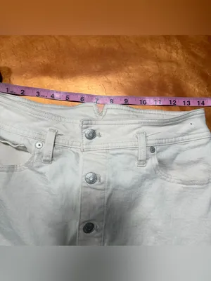 Madewell Western Edition High waist Button-Front Denim Skirt Ecru size 28 thumbnail 11