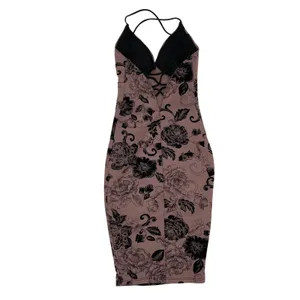 Windsor Floral Bodycon Dress Mauve Black Print XS Y2K‎ Whimsigoth Romantic thumbnail 2