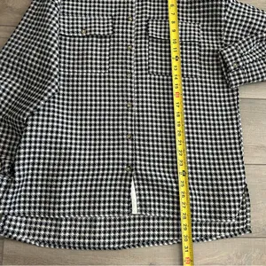 La Miel Tan Black Geometric Print Button Down Oversized Fall Shacket Jacket S thumbnail 9