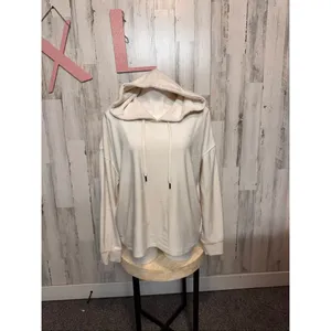 DKNY Sport Velour Pullover Hoodie Cream Women’s XL thumbnail 2