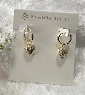 ✨ Kendra Scott x LoveShackFancy Heart Gold Convertible Huggie Earrings thumbnail 1