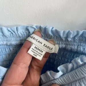 American Eagle Mini Dress Womens‎ Medium Blue Cottagecore Eyelet Smocked Tiered thumbnail 6