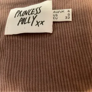Princess Polly Jaye Top Brown Ribbed Wrap Crop Sz 0 thumbnail 3