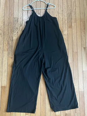 Black Wide-Leg Jumpsuit with Spaghetti Straps thumbnail 1