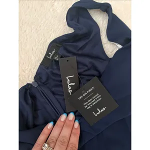 Lulus Alorna Dark Navy Sleeveless Ruffled Maxi Dress Size Small NWT Whimsical thumbnail 5