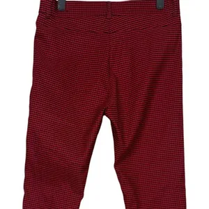 ZARA High Rise Stretch Gingham Flat Front Skinny Pants Button ZipUp L Red Black thumbnail 6