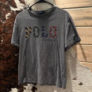 Polo by Ralph Lauren Charcoal Tee with Multicolor Logo thumbnail 1