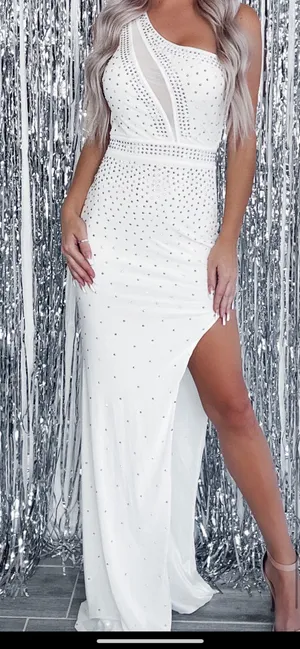 White Rhinestone Dress thumbnail 1