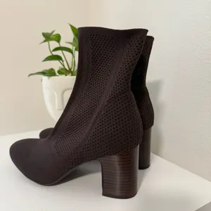 BORN Meggs Brown Sock Boots Pull- On Block Heel Booties Size 10 thumbnail 8