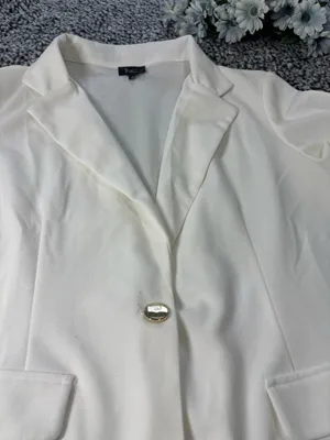 Single-Breasted Blazer ,Ruched 3/4 Sleeves , notched lapels -White XL thumbnail 2