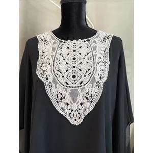 Umgee Women Medium Blouse Black Crochet Lace Bib Cape Sleeve High Low Whimsigoth thumbnail 3
