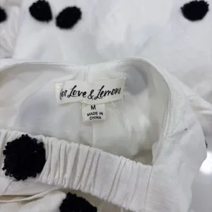 For Love And Lemons Dress Size Medium White Black Polka Dot Mini Linen Blend thumbnail 11