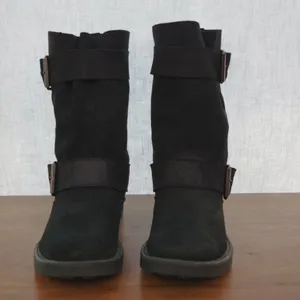 ALDO Italian Made Black Suede Engineer Style Boots US 7.5 EU 38 thumbnail 8
