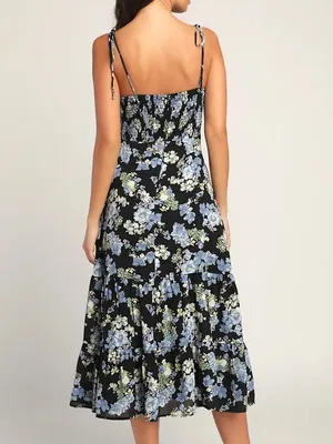 Lulu’s Started with a Kiss Floral Tie Strap Midi Dress thumbnail 2