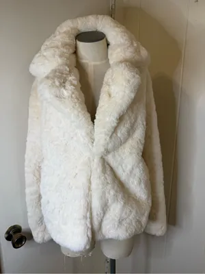 Ophelia Roe Cozy Cream Teddy Jacket - Plush Faux Fur Women's Coat Sz M thumbnail 2