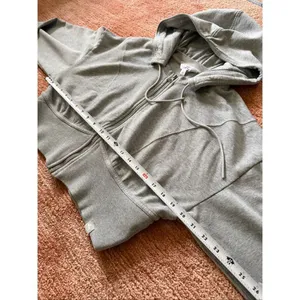 JoyLab Cropped Zip Up Hoodie L Gray Athletic Jacket Drawstring Hood Activewear thumbnail 6