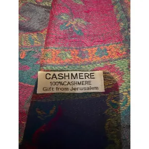 Jerusalem Pashmina Scarf Purple Pink Blue 100% Cashmere Paisley Fringe Wrap thumbnail 4