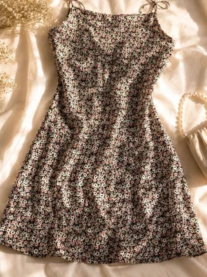 Abercrombie & Fitch Black Floral Mini Dress thumbnail 1