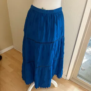 Farm Rio Blue 3D Pineapple Midi‎ Skirt Size Small Embroidered thumbnail 4