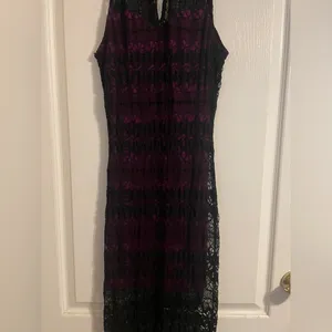 Fredrick’s Of Hollywood Sheer Purple Black Lace Maxi Dress Size Medium thumbnail 4