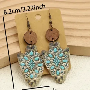 Vintage Bohemian Arrow-Shaped Wooden Earrings NWT thumbnail 3