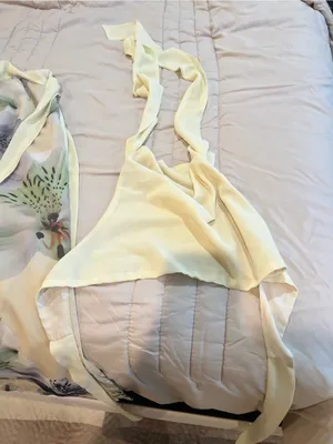 Light Yellow Halter Swim Top with Floral Sarong thumbnail 5