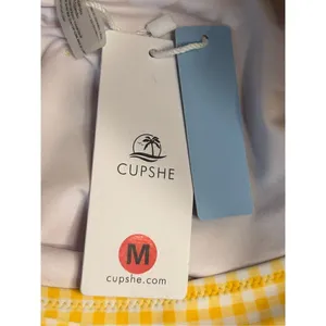 Cupshe swimsuit bottoms medium yellow plaid with ruffle Nwt (4026) thumbnail 5