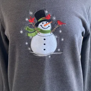 HOLIDAY Novelty Sweatshirt Womens Sz Small Grey Snowman Christmas Cozycore thumbnail 3
