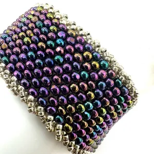 Purple beaded wide bracelet thumbnail 3
