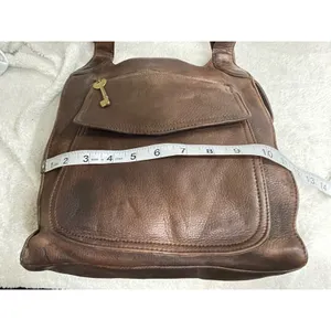 Fossil 1954 Large Brown Pebbled Leather Shoulder Bag Charm Women’s thumbnail 15
