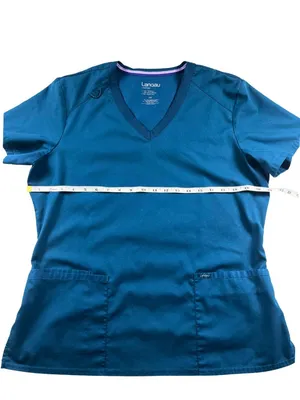 Landau Proflex Scrub Top Women's Large Blue V Neck Stretch Medical Uniform thumbnail 2