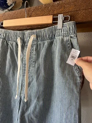 NWT Gap pull on high rise wide leg railroad stripe blue Medium thumbnail 7