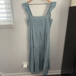 Nation LTD Large Camille Midi‎ Sundress Spritz Stripe Mint Blue Tiered Resort thumbnail 2