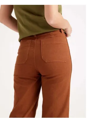 Quince Stretch Cotton Twill Wide Legs Jeans Womens 26 Rust Brown thumbnail 8