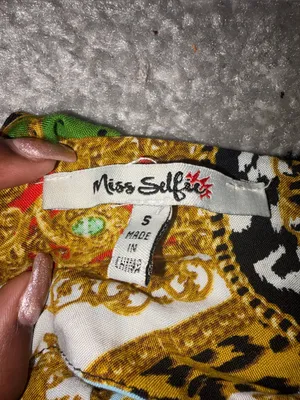 Miss Selfie Y2K Scarf Print Tie-Back Handkerchief Top Size S thumbnail 2