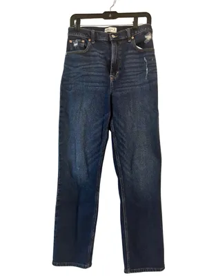 Abercrombie & Fitch Dark Indigo High-Rise Straight Jeans thumbnail 4