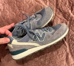 New Balance baby blue Suede & Mesh Sneakers with Cream Accents thumbnail 1
