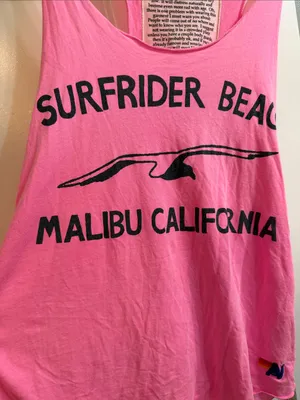 Aviator Nation Neon Pink Surfrider Beach Malibu California Muscle Tank small EUC thumbnail 3