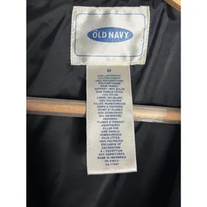 Old Navy Puffer Coat Size Medium Black Side Panels Vintage Down Feather FLAWED thumbnail 13