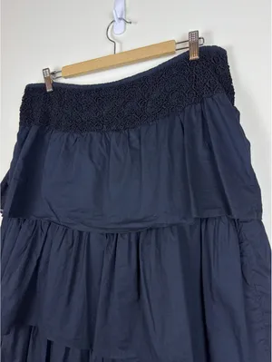 Connection 18 Vintage Y2K Black Tiered Ruffle Maxi Skirt Lace Waist XL Boho thumbnail 7