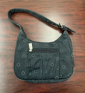 Thirty- One Black, Brown, and White Polka Dot Shoulder Bag thumbnail 1