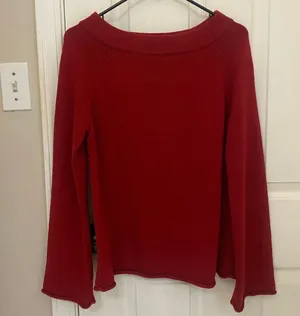 LOFT Boatneck Rolled Hem Rabbit Hair Sweater in Deep Red thumbnail 1
