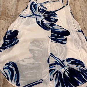Gap White and Blue Tropical Floral Pajama Set Size XS thumbnail 3