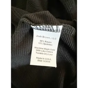 Joah Brown Black Ribbed Long Sleeve Slouchy‎ Top One Size OS thumbnail 8
