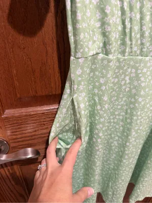 Light Green Floral Wrap Dress - Women thumbnail 3