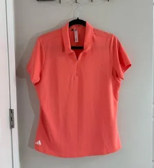 Adidas Coral Fitted Short Sleeve Polo Shirt size L thumbnail 1