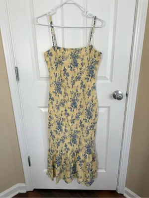 Reformation Seren Midi Dress in Sabrina Butter Yellow 10 thumbnail 2