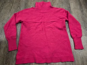 Free People Ottoman Slouchy Tunic Size M 100% cashmere Bright Pink Sweater thumbnail 1