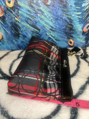 Coach Plaid Signature Wristlet in Red, Black and Tan thumbnail 7